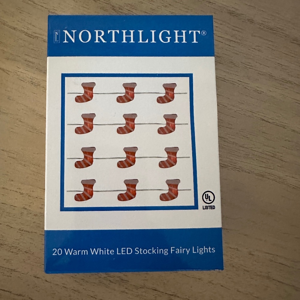 NIB Christmas Stocking LED Christmas Lights - tiny twinkle lights set of 20